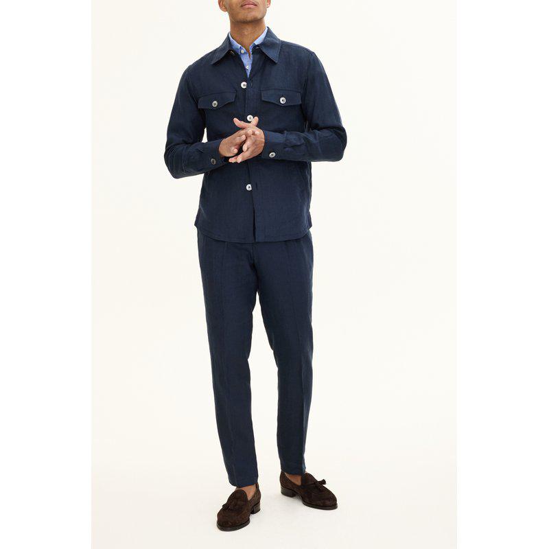 Oscar Jacobson Maverick Jacket sininen paitatakki pellava