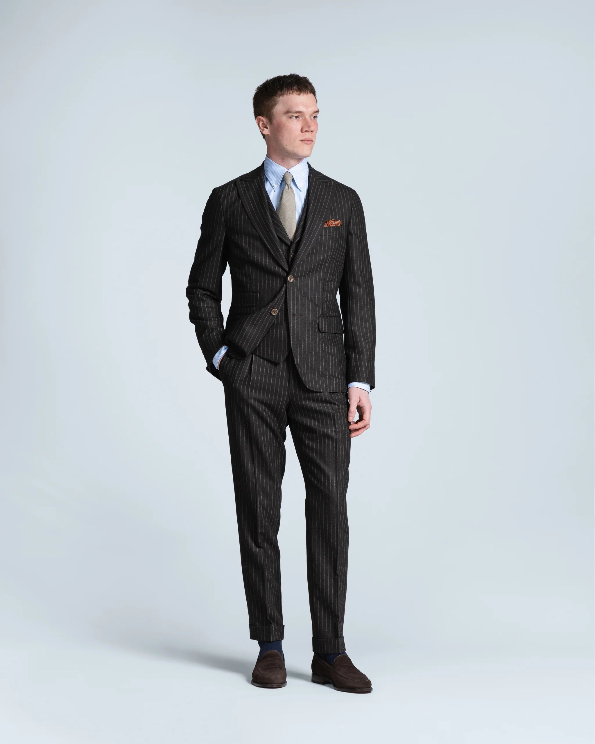 TURO liituraitapuku ruskea Lanificio Campore SHAW+HANKO