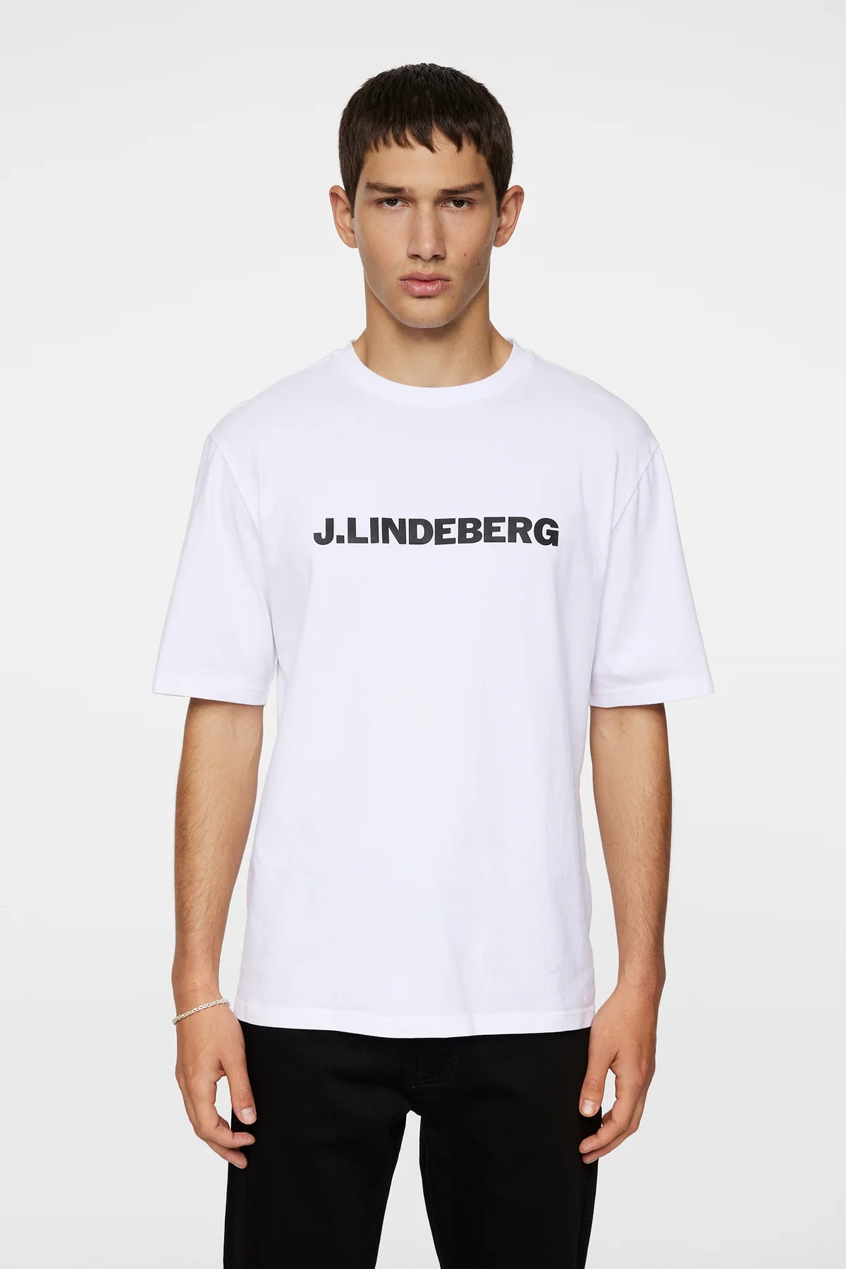 J.Lindeberg t-paita valkoinen logolla "Parcy Logo Tee"