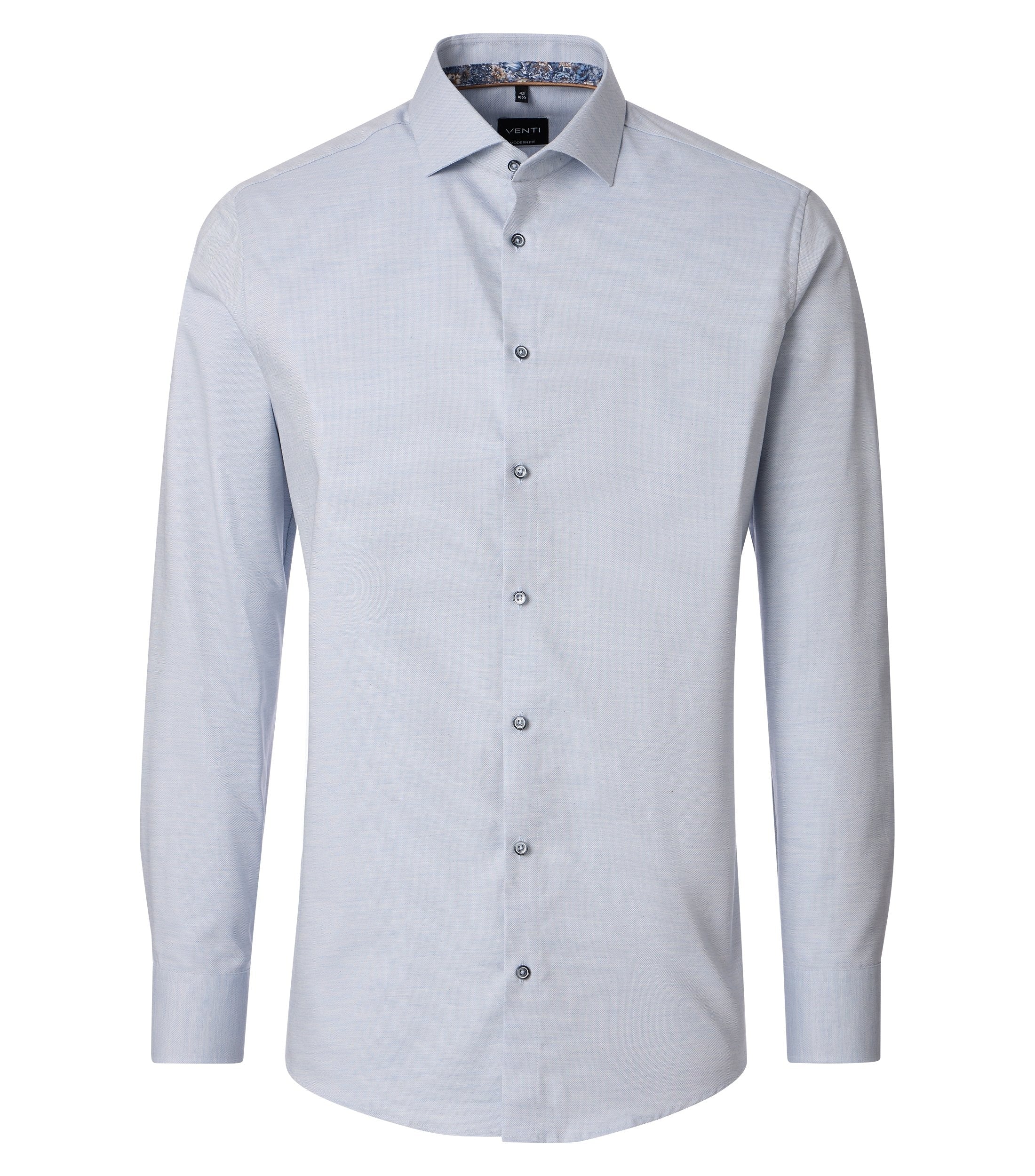 Venti pitkähihainen kauluspaita vaaleansininen struktuuri kontrastipaita modern fit