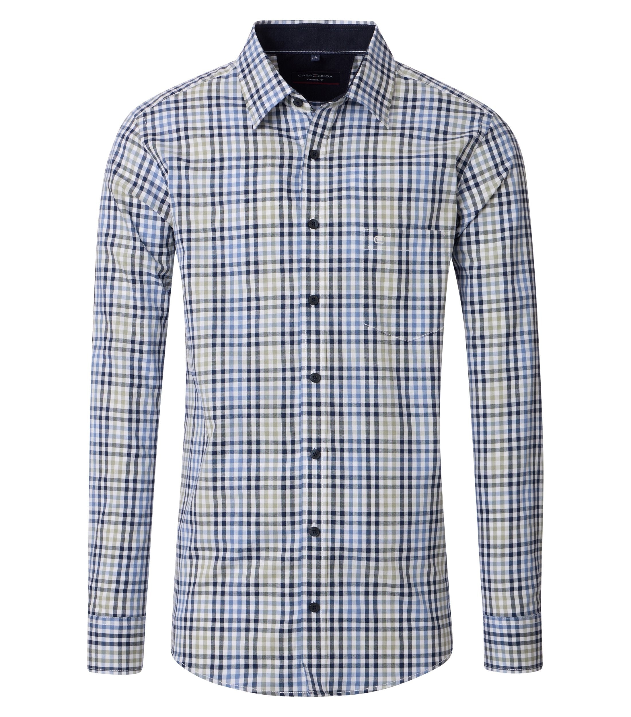 CasaModa kauluspaita vihreä ruutu kontrastivärein casual fit