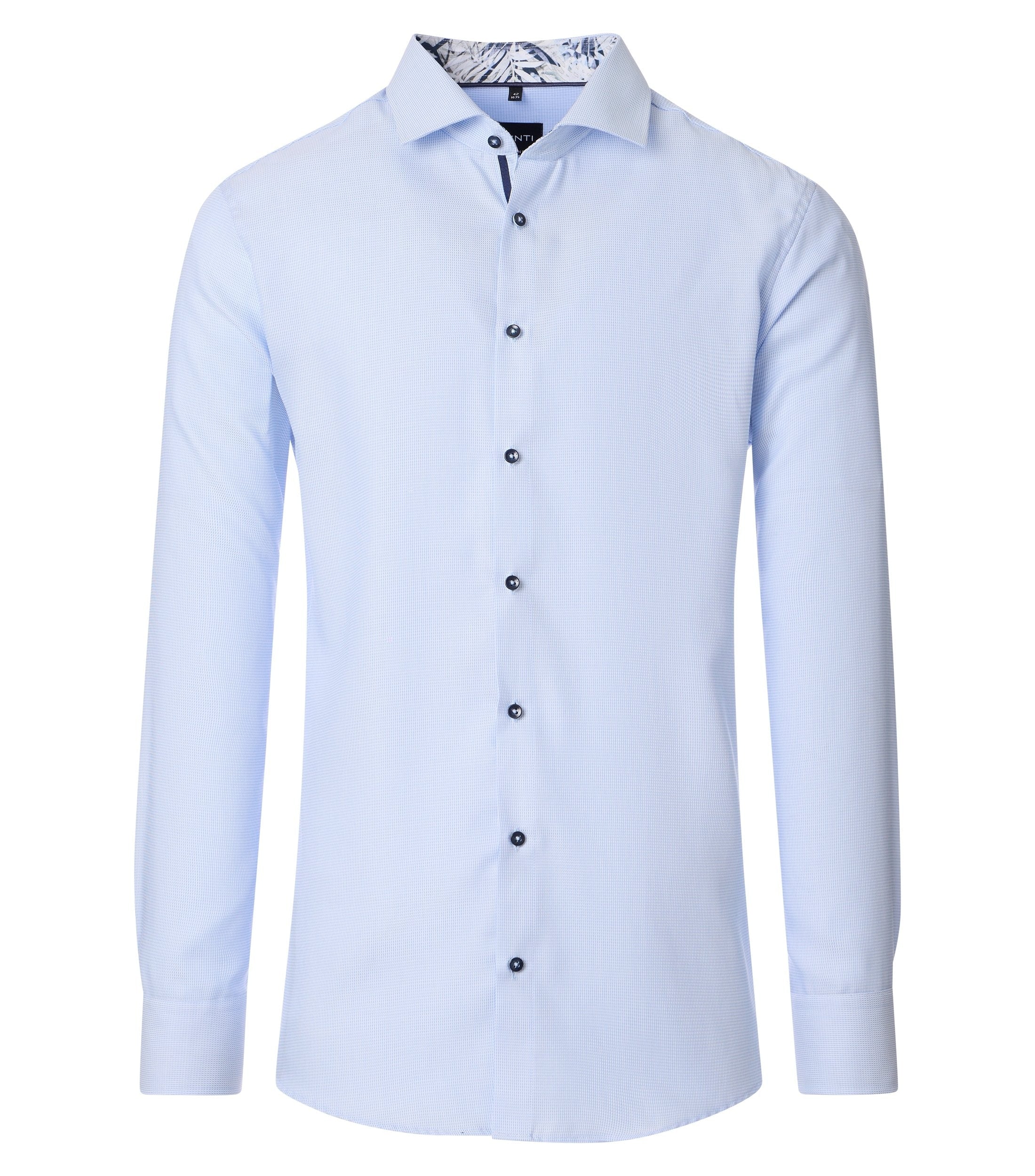 Venti kauluspaita vaaleansininen twill mikrotekstuuri kontrastivärein modern fit