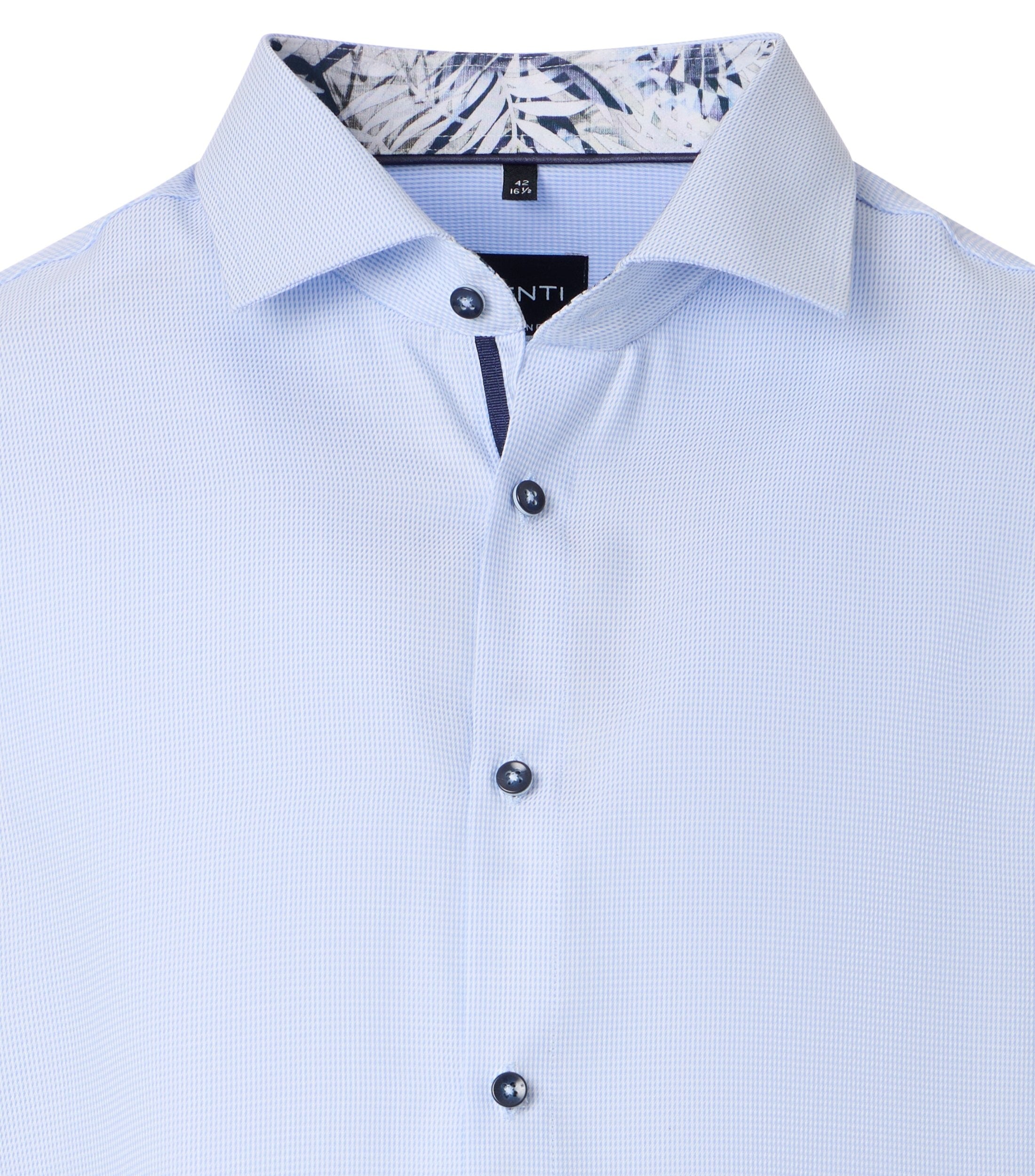 Venti kauluspaita vaaleansininen twill mikrotekstuuri kontrastivärein modern fit