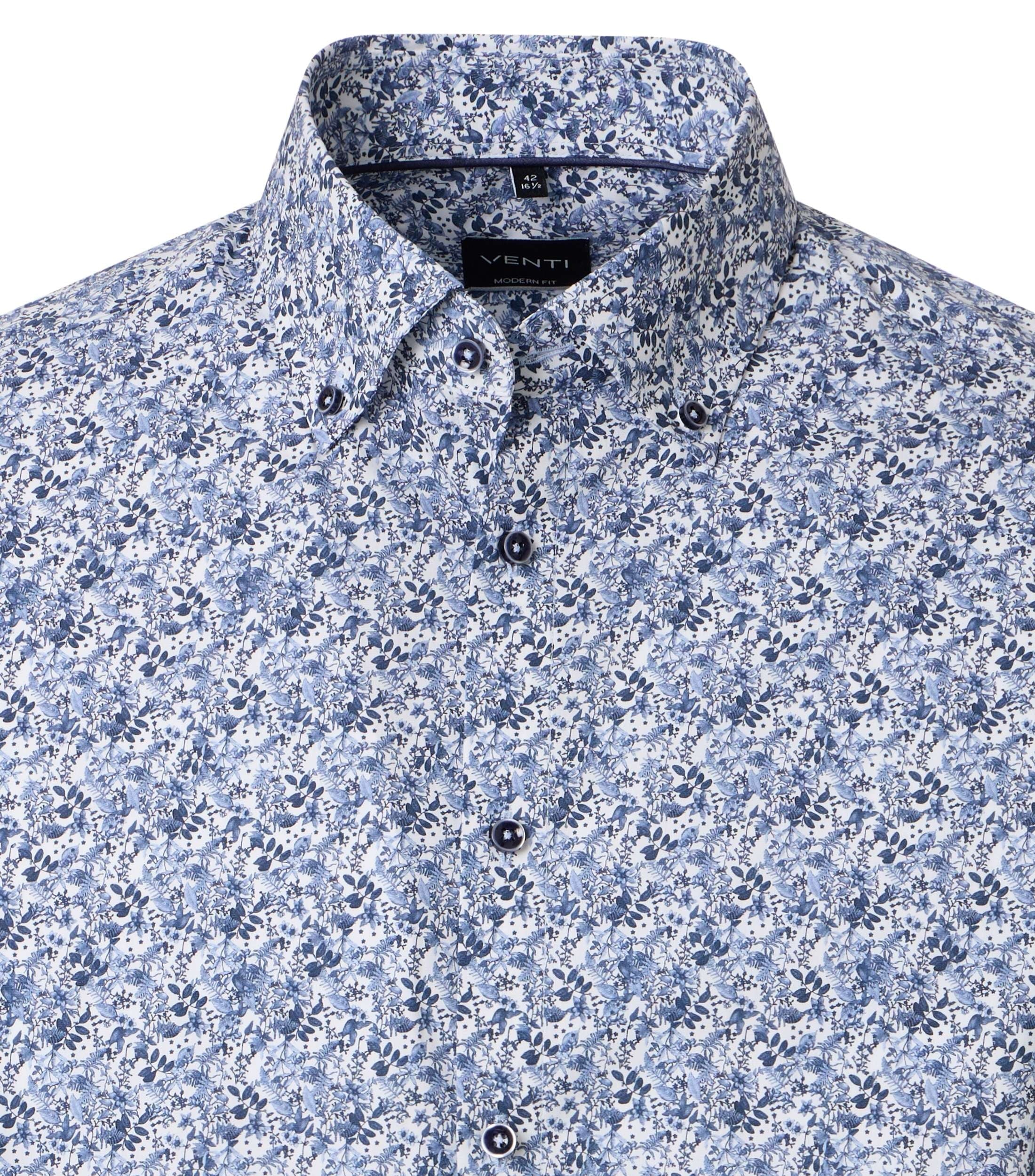 Venti pitkähihainen kauluspaita sininen printti modern fit