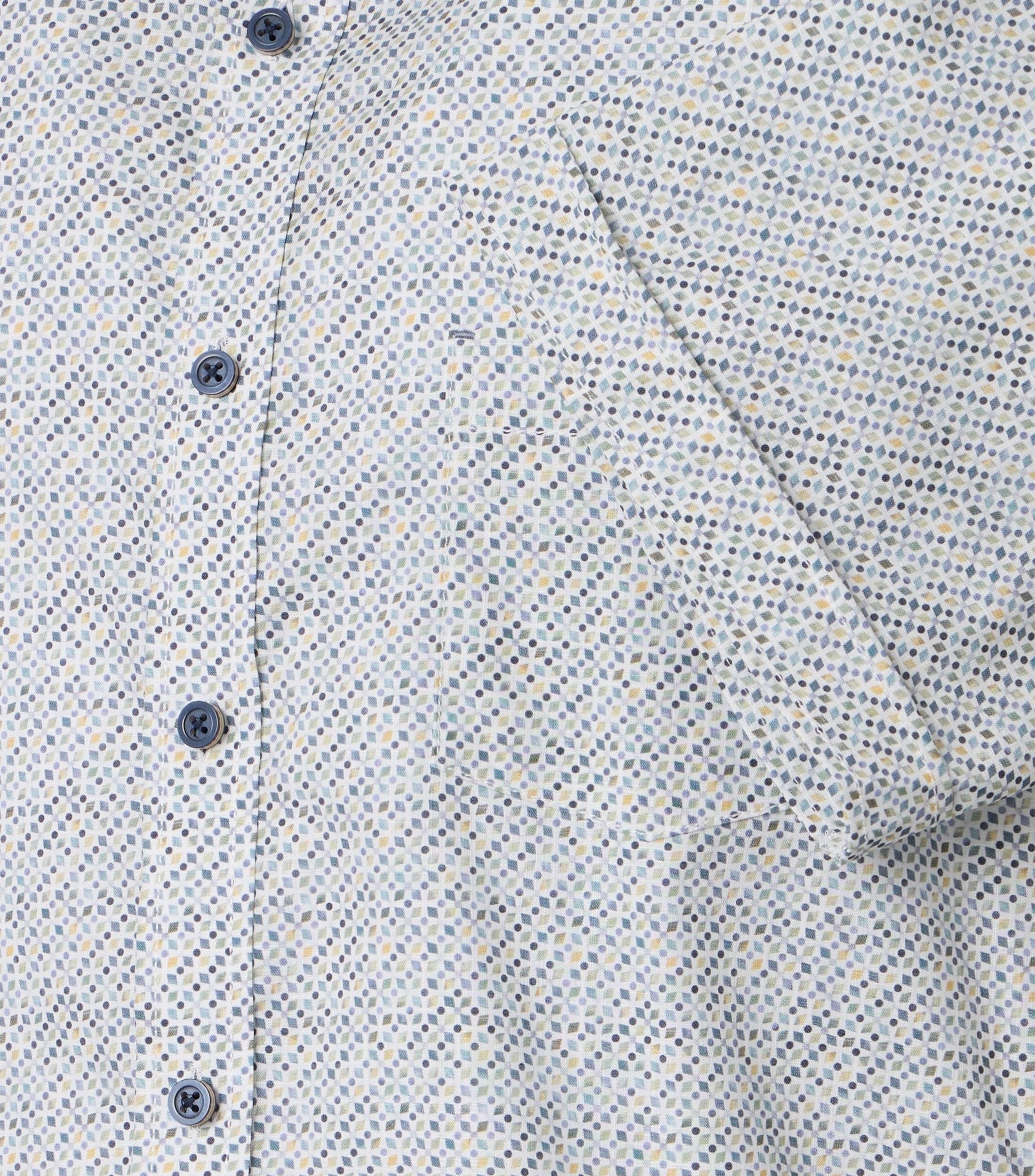 Casamoda lyhythihainen kauluspaita siniharmaa printti casual fit