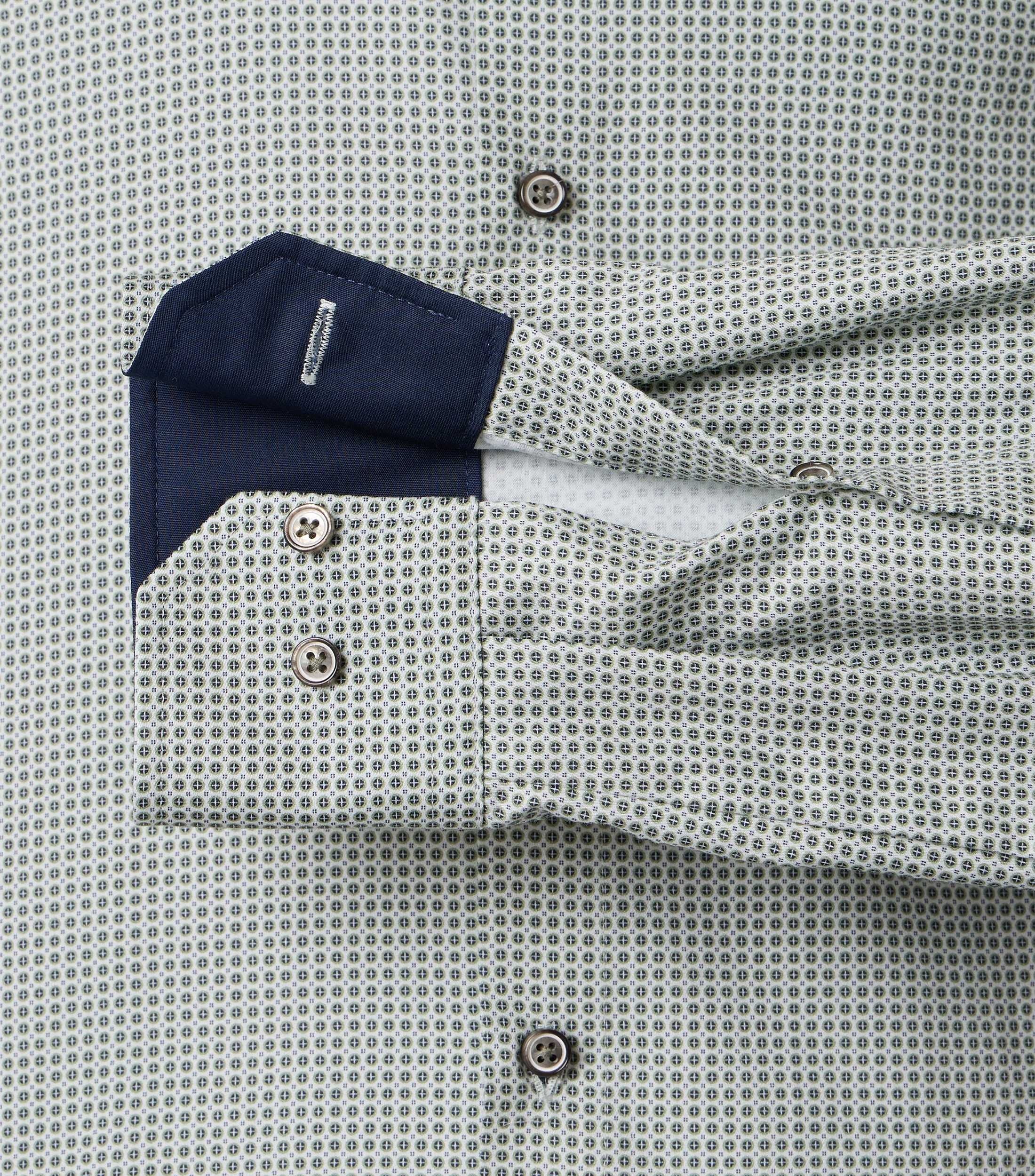 Venti kauluspaita vihreä printti kontrastivärein modern fit