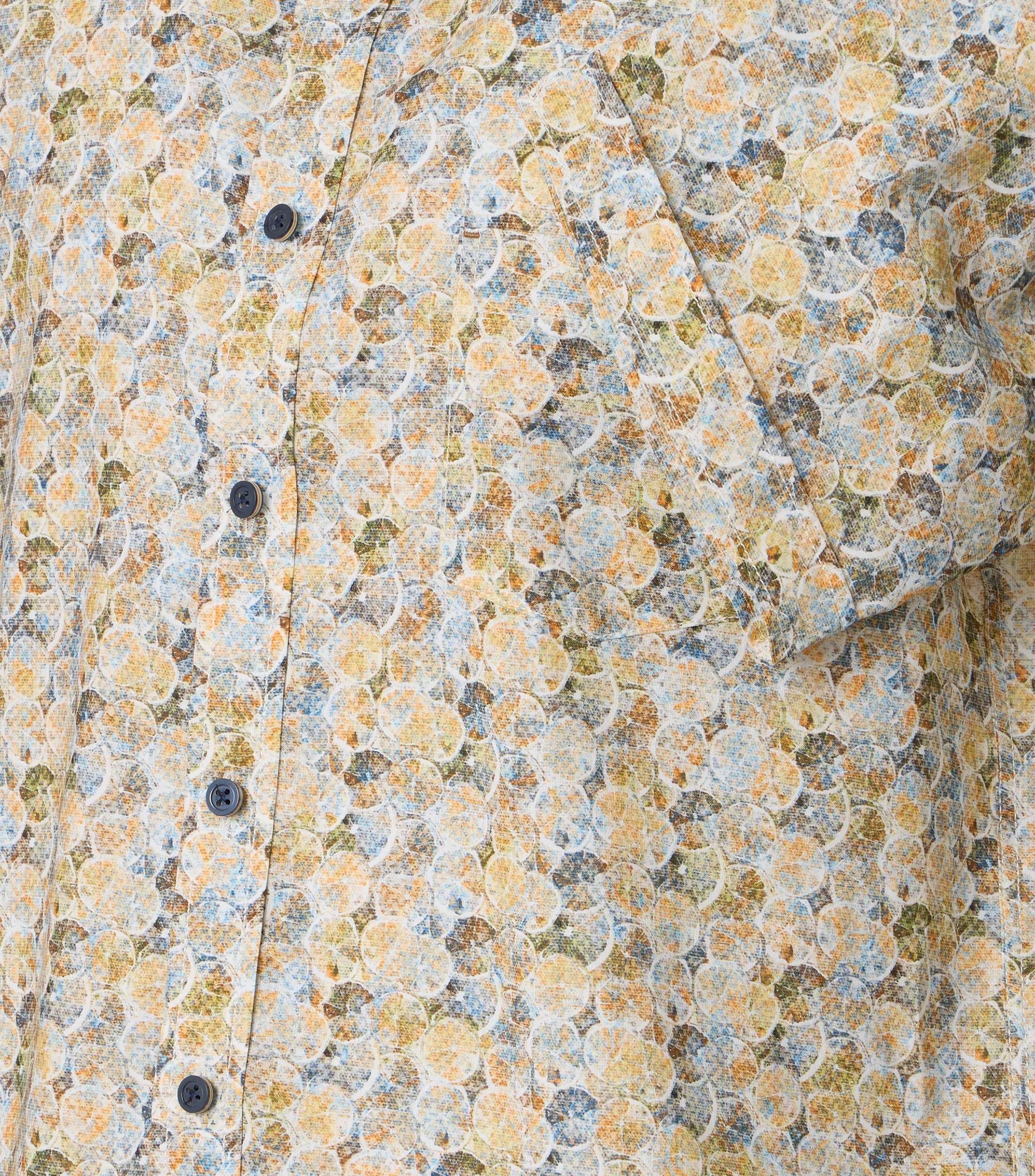 Casamoda lyhythihainen kauluspaita keltainen printti casual fit