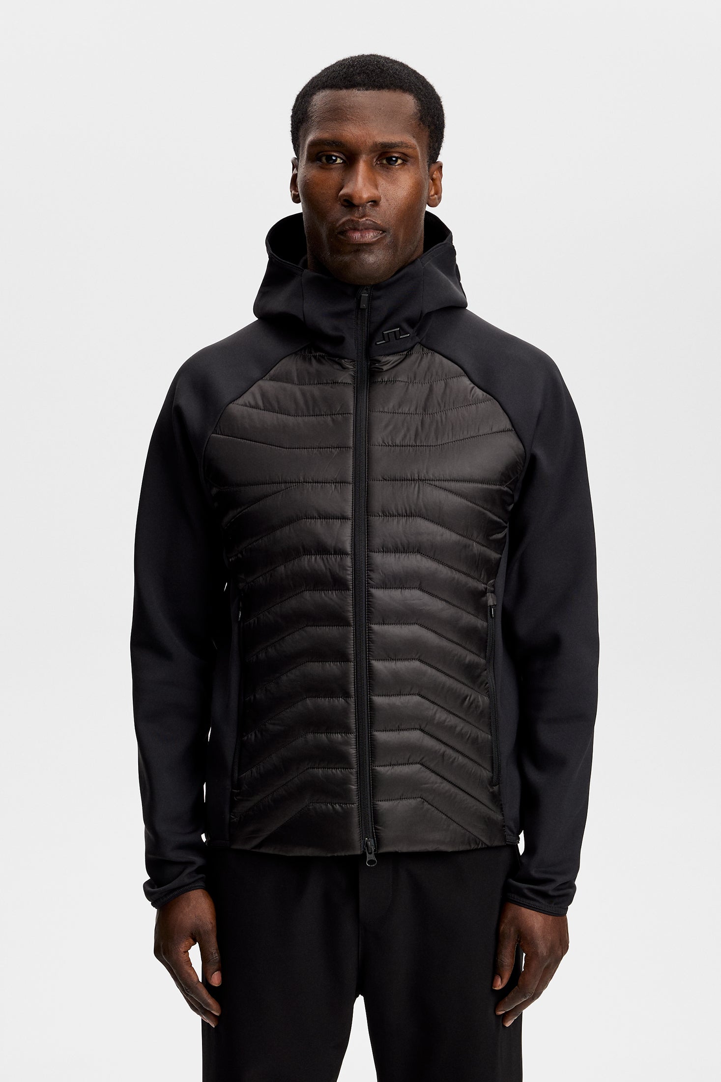 J.Lindeberg Heyden Quilt Hybrid Hood hybriditakki musta