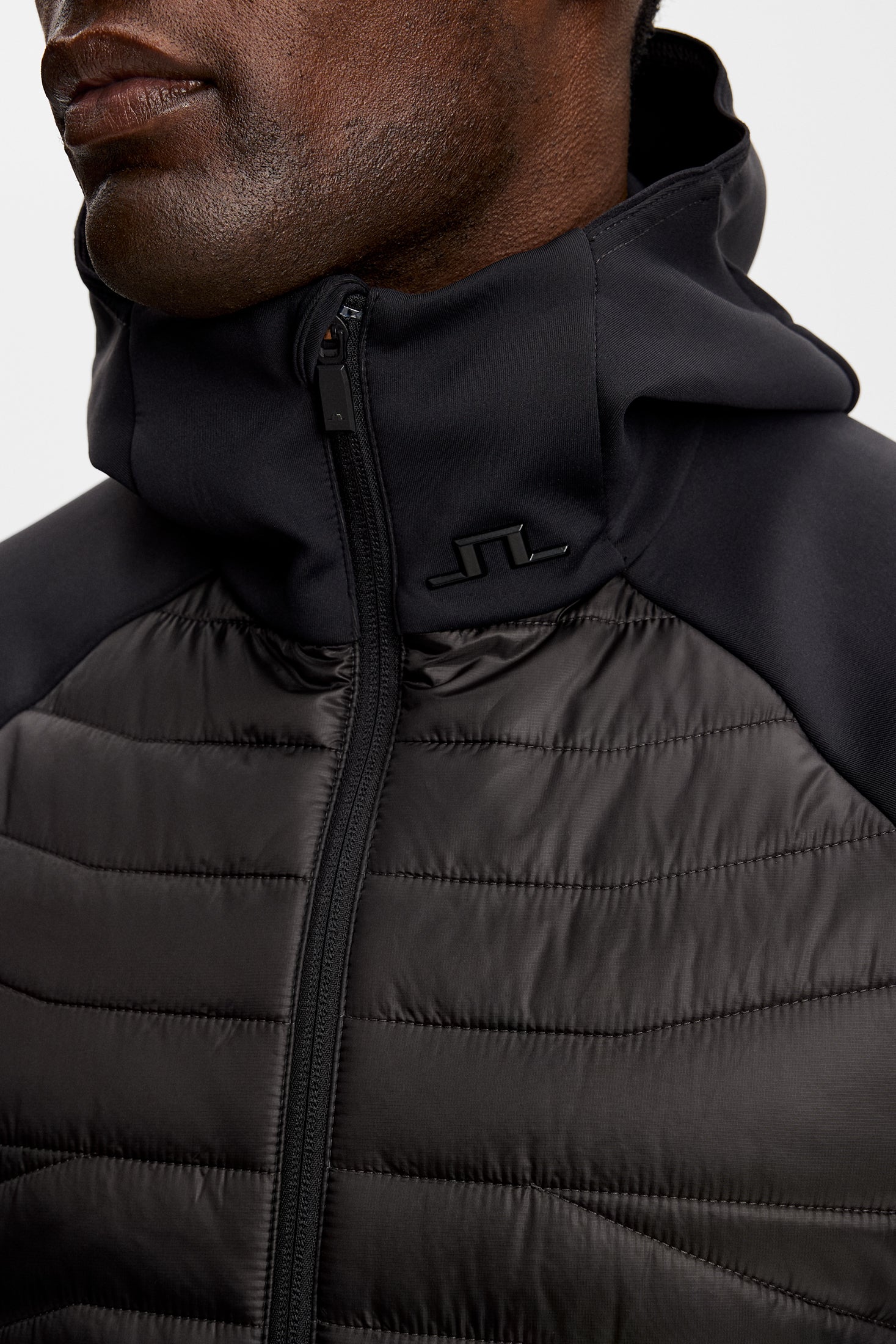 J.Lindeberg Heyden Quilt Hybrid Hood hybriditakki musta
