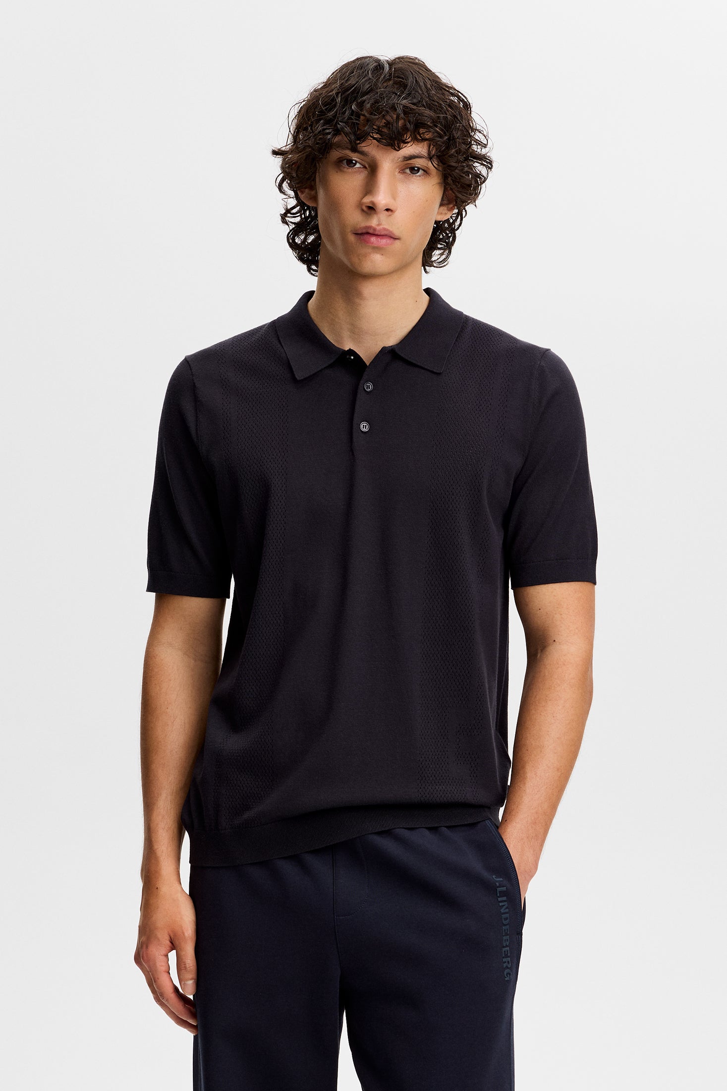 J.Lindeberg Reymond Seasonal Knit Polo navy neulospikee