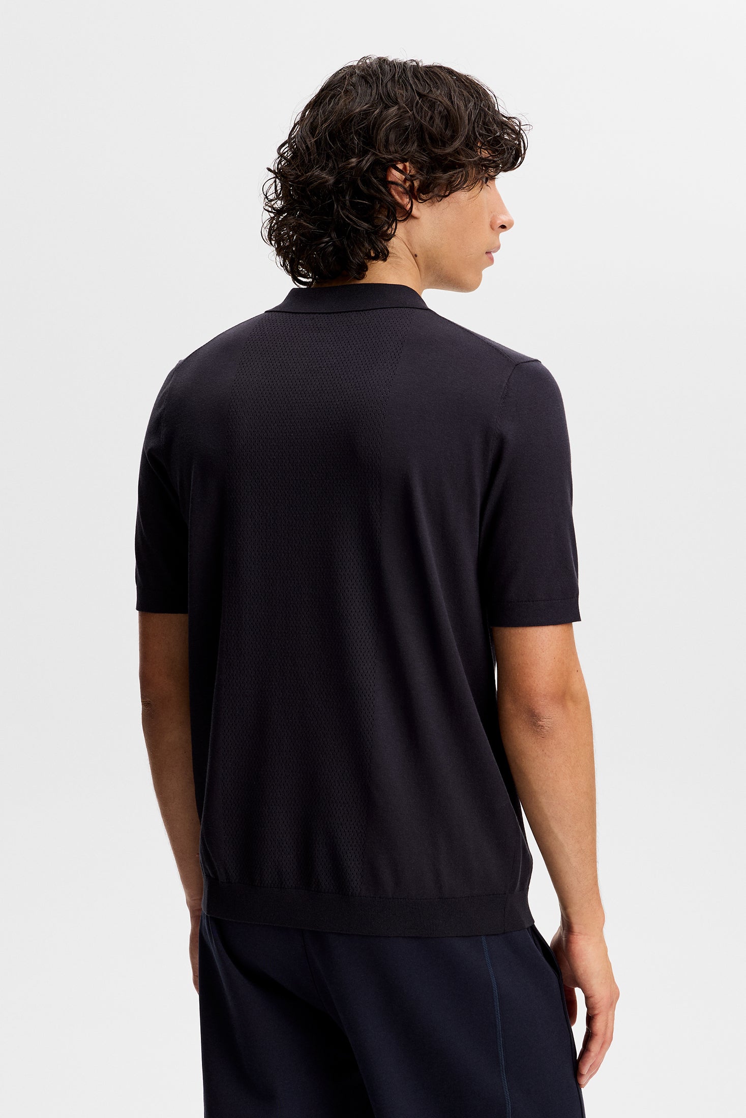 J.Lindeberg Reymond Seasonal Knit Polo navy neulospikee