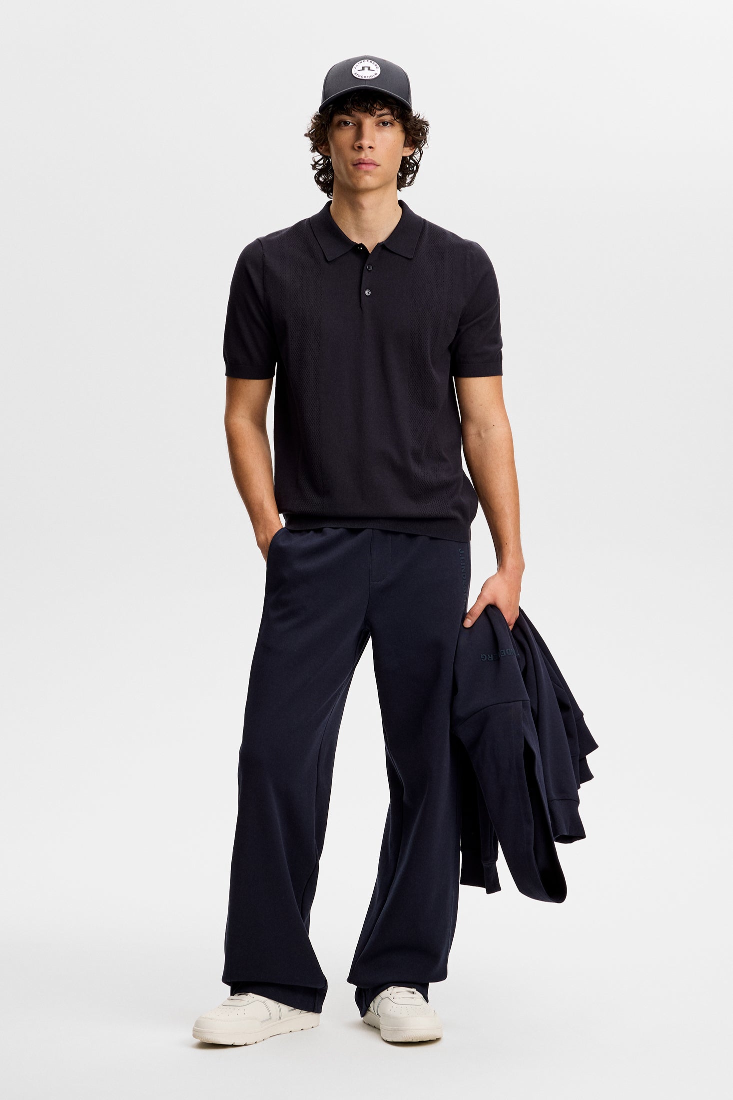 J.Lindeberg Reymond Seasonal Knit Polo navy neulospikee