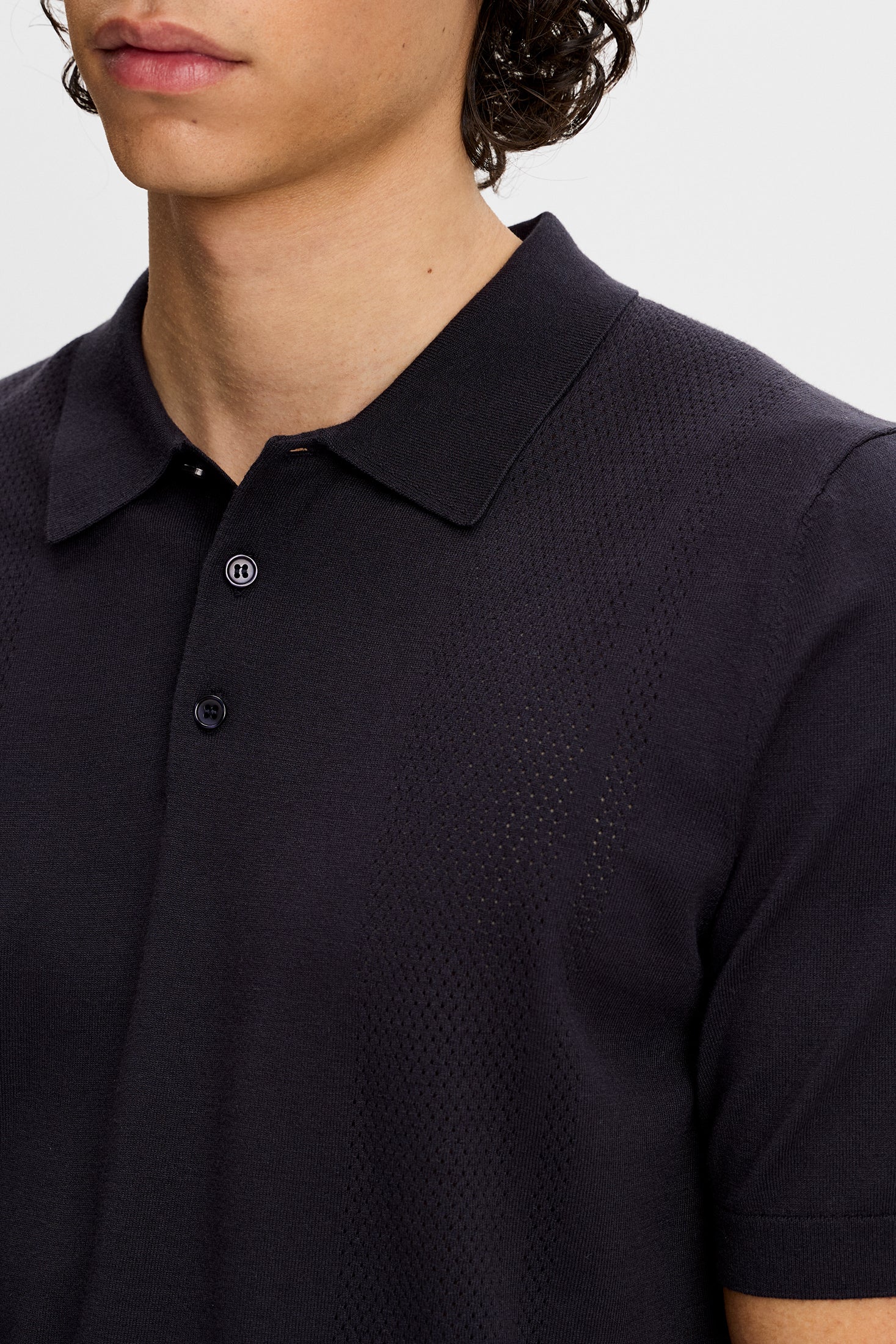 J.Lindeberg Reymond Seasonal Knit Polo navy neulospikee